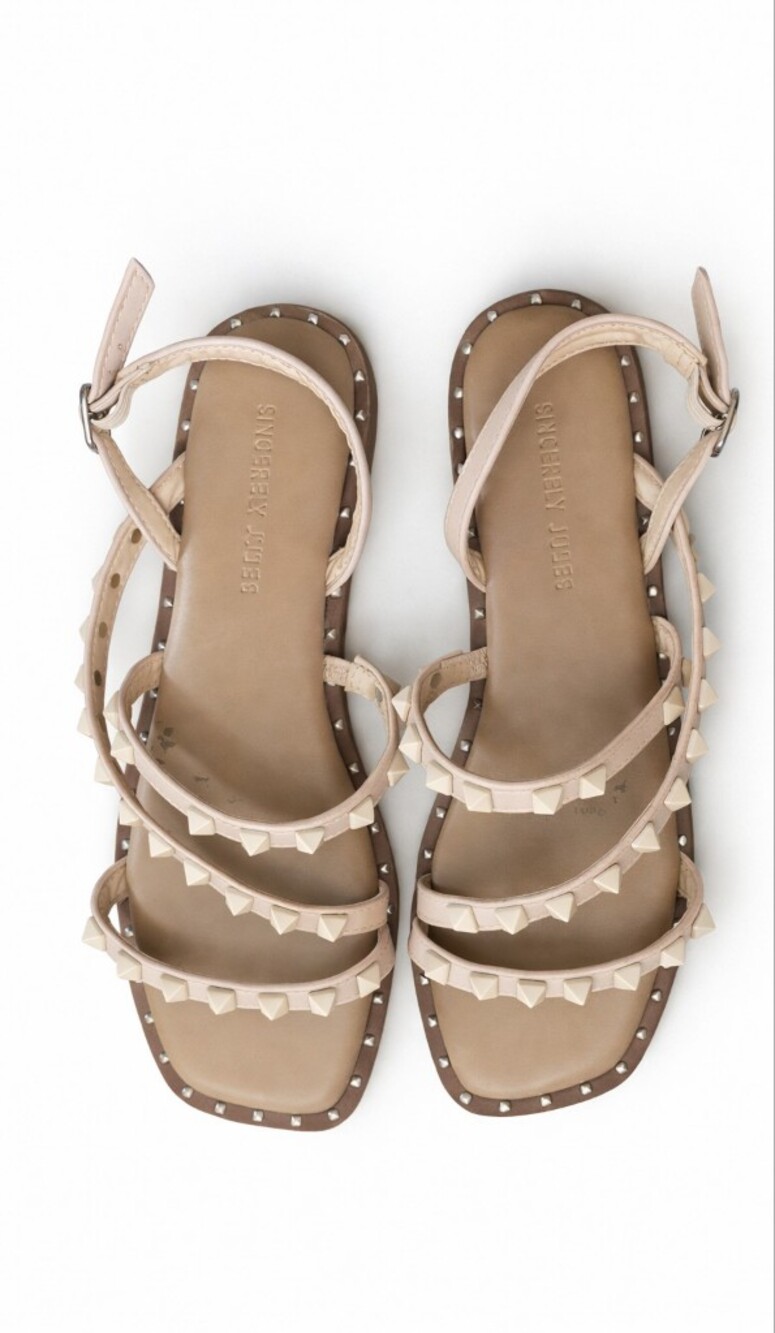 Nude Studded Leather Sandals
